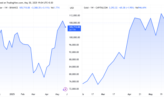 Bitcoin and Gold price performances