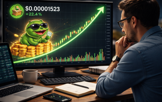 A trader analyzing a bullish PEPE chart